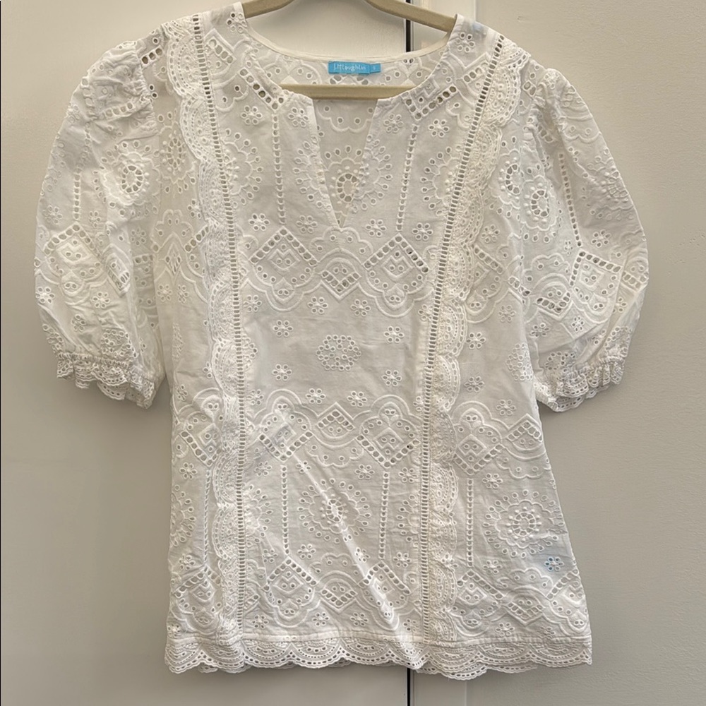J. McLaughlin White Eyelet Blouse